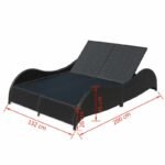 Capone Outdoor Poolside Sunbed With Cushion Daybed (Black/Brown) - Image 3