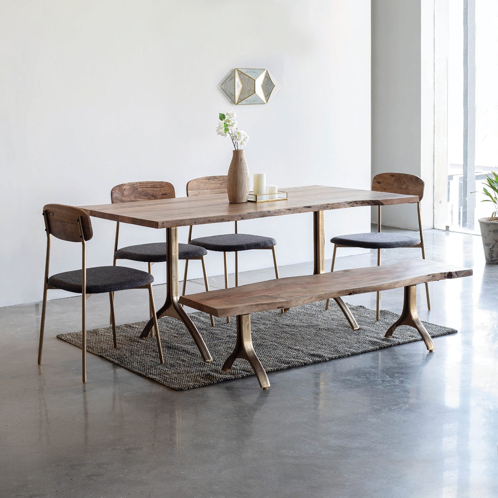 ohoDiningTableWith4ChairsAndBench Yoho Dining Table With 4 Chairs and Bench - Image 1
