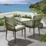 Bernardo Outdoor Patio Seating Set 2 Chairs and 1 Table Set (Beige+Green) Braided & Rope - Image 8