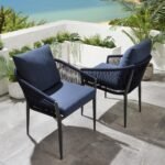 Luis Outdoor Patio Seating Set 2 Chairs and 1 Table Set (Black+Blue) Braided & Rope - Image 5