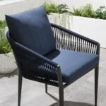 Luis Outdoor Patio Seating Set 2 Chairs and 1 Table Set (Black+Blue) Braided & Rope - Image 10