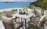 Carlos Outdoor Garden Patio Dining Set 4 Chairs and 1 Table Set Braided & Rope - Image 5
