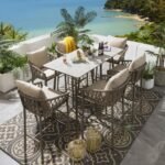 Rafaela Outdoor Patio Bar Set 6 Chairs and 1 Table Set Braided & Rope - Image 8