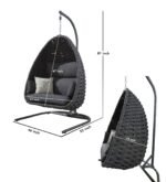 Eurig Single Seater Hanging Swing With Stand For Balcony, Garden (Grey) Braided & Rope - Image 6